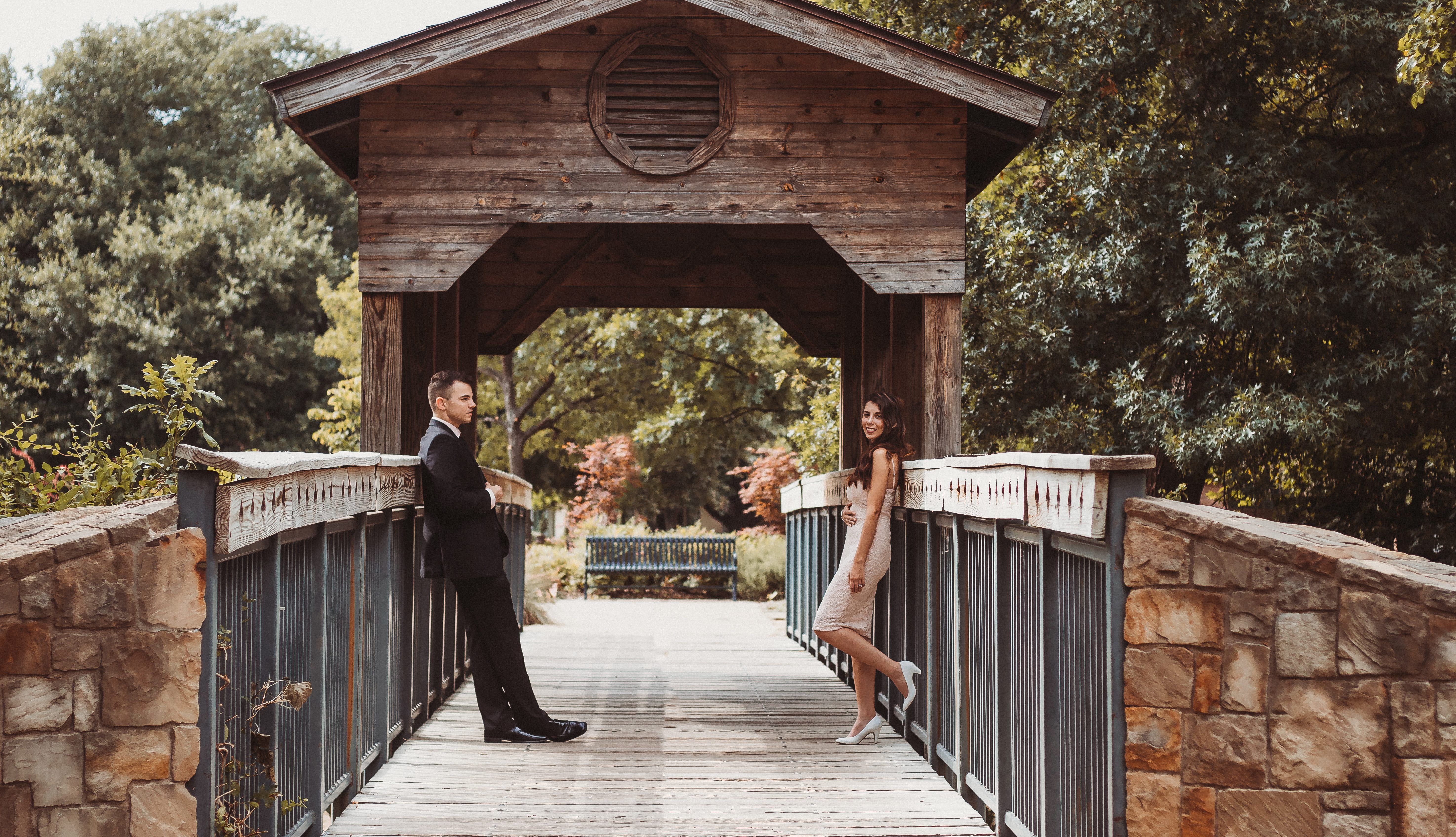man woman outside bridge dallas elopement engagement wedding couples photography